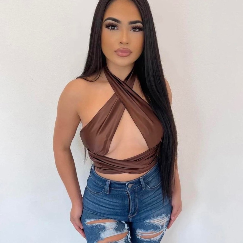 charisma brown cross body top from boss babes boutique